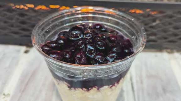 Blueberry sauce over overnight oats